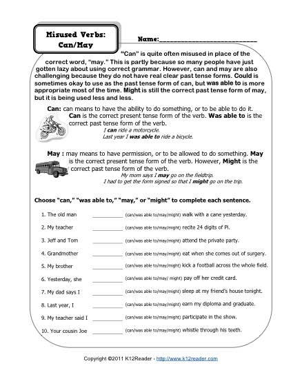 Common Core 2nd Grade Verbs Worksheet