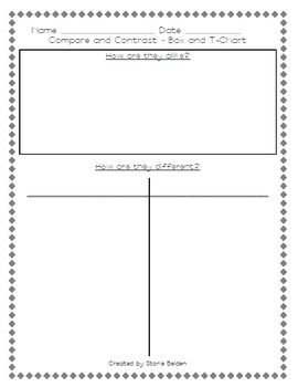 Compare and Contrast Chart Graphic Organizer