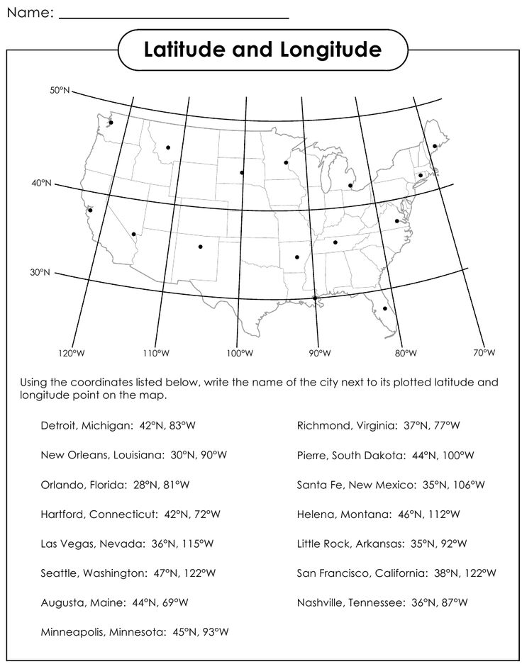 Geography Latitude and Longitude Worksheets