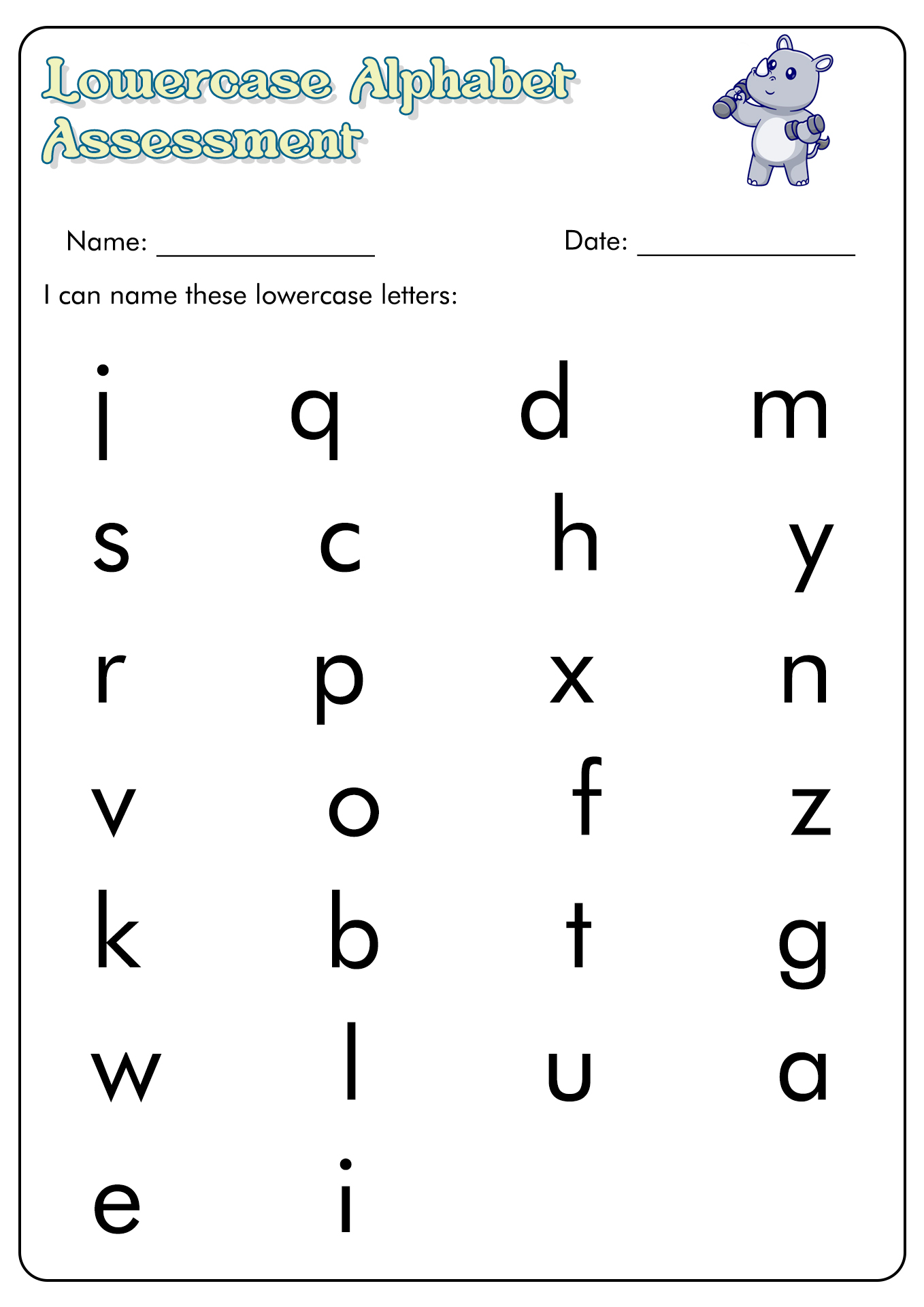 16 Best Images of Letter Recognition Assessment Worksheet - Alphabet ...