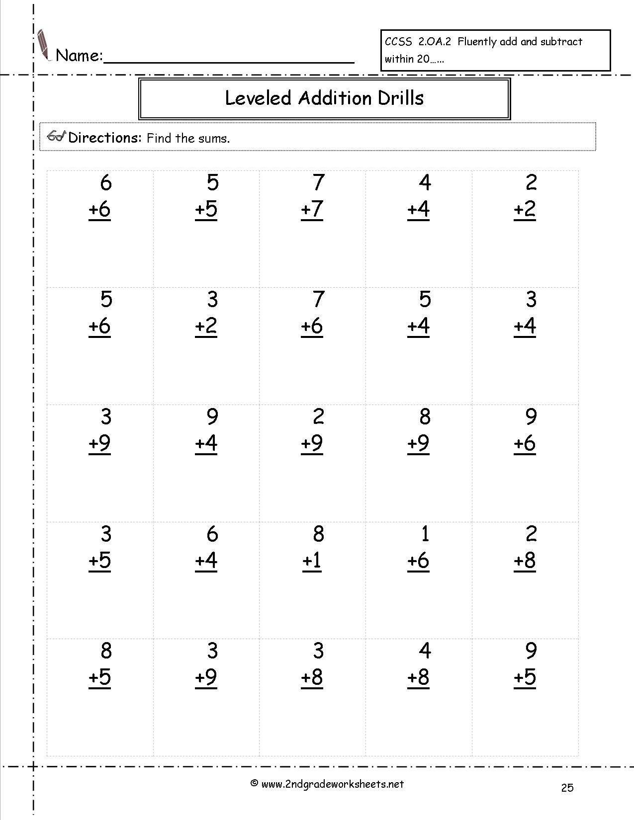 Math Addition Worksheets 2nd Grade