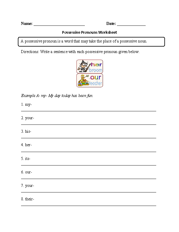 14 Possessive Pronouns Adjectives Worksheets Worksheeto