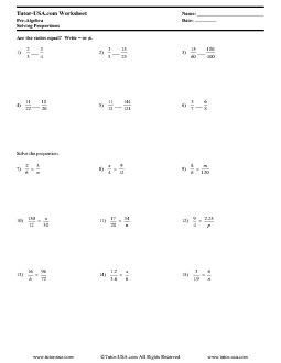 Pre-Algebra Worksheets PDF