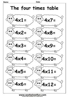 Printable Multiplication 4 Times Tables Worksheets