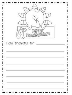 Thanksgiving Thankful Writing Prompt Worksheet