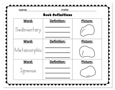 Types of Rocks Worksheets Free