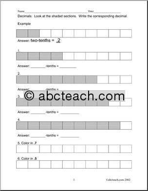 Adding Decimals Worksheet