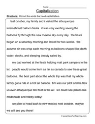 Capitalization Worksheets Grade 2