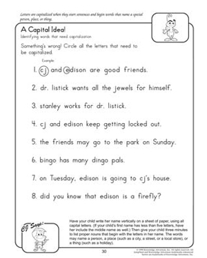 Free Printable First Grade Grammar Worksheets