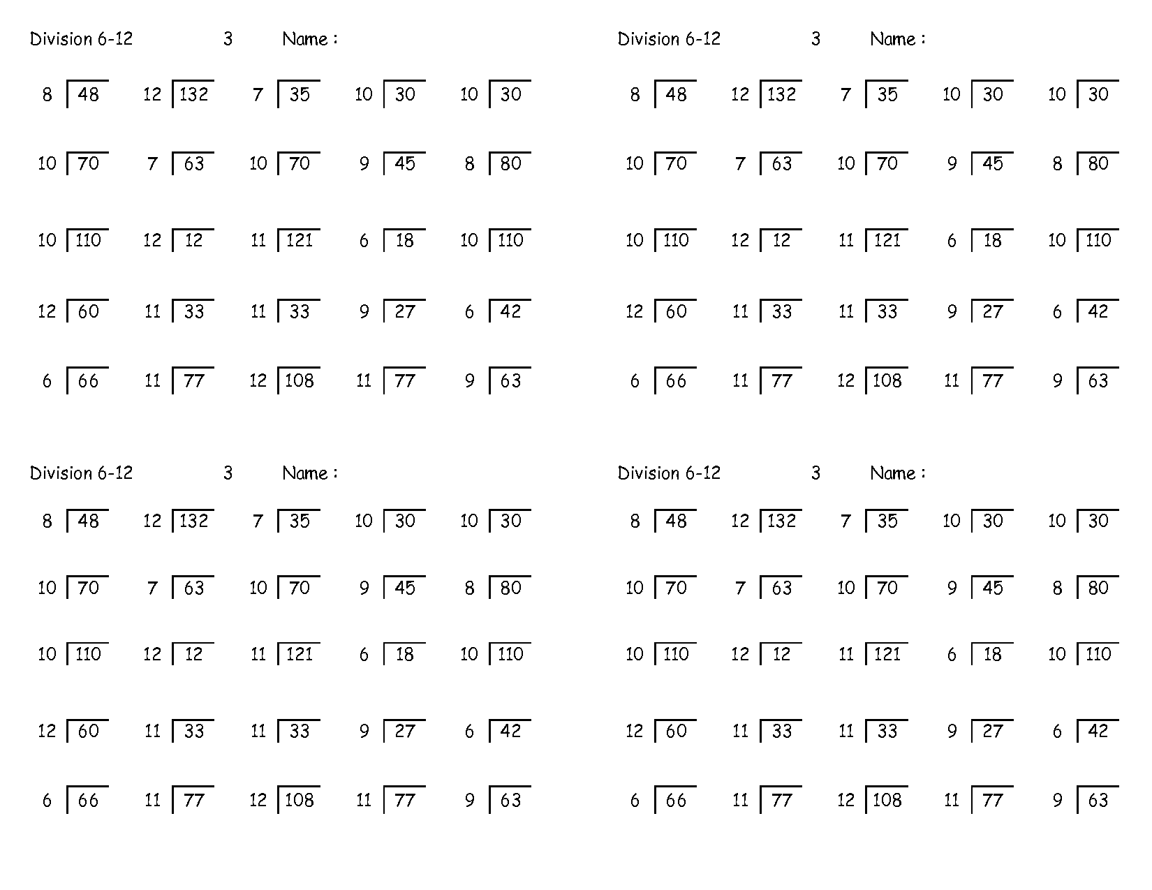 Long Division Worksheets