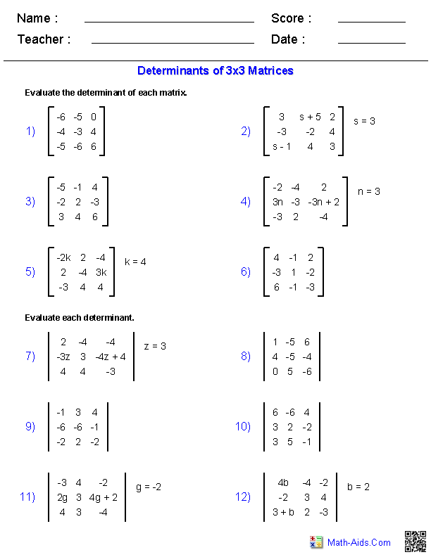 Matrix Algebra 2 Worksheet