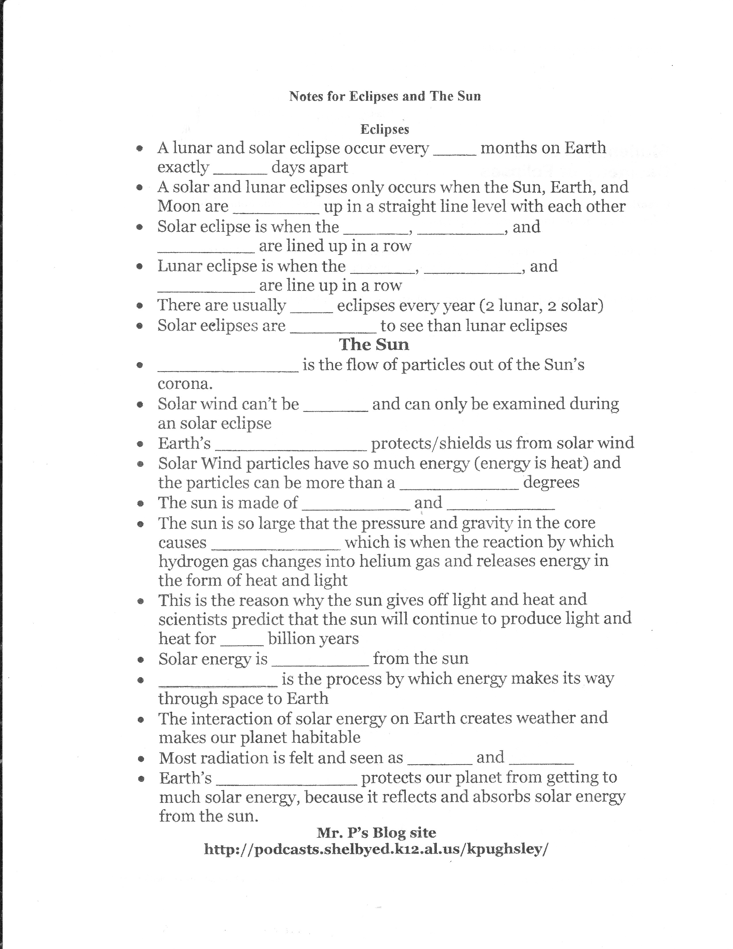 Moon Phases Worksheet Middle School