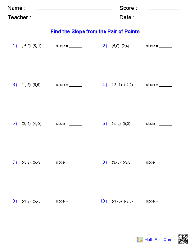 Point-Slope Form Practice Worksheet