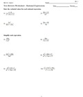 Simplifying Rational Expressions Worksheets