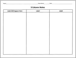 Three Column Notes Graphic Organizer