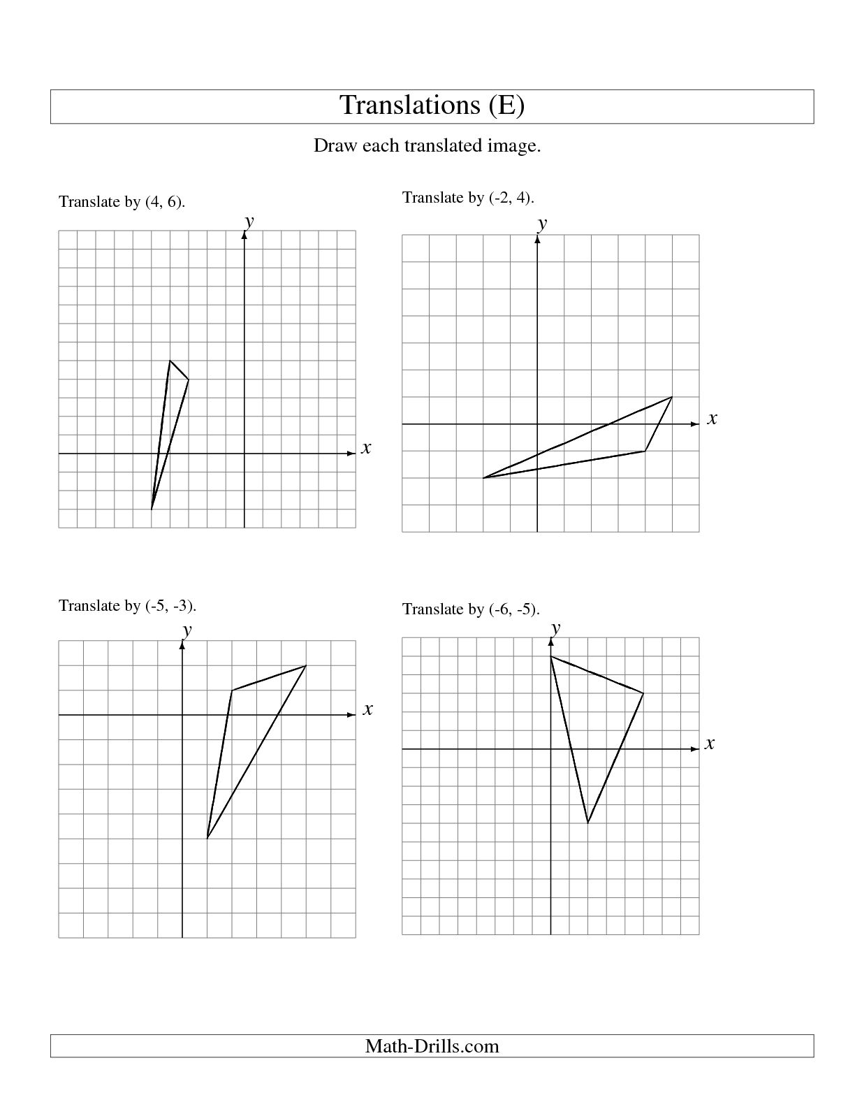 Translations On Coordinate Plane Worksheets