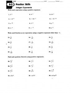 Worksheets Pre-Algebra Product of Powers