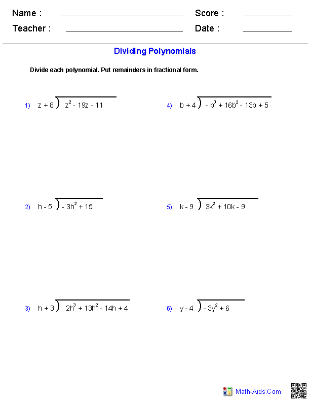 6th Grade Long Division Worksheets