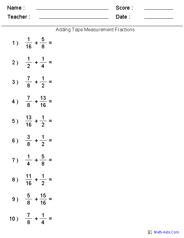 Adding Fractions Worksheets 5th Grade Math