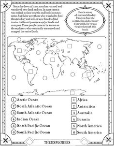 Continents and Oceans Activities