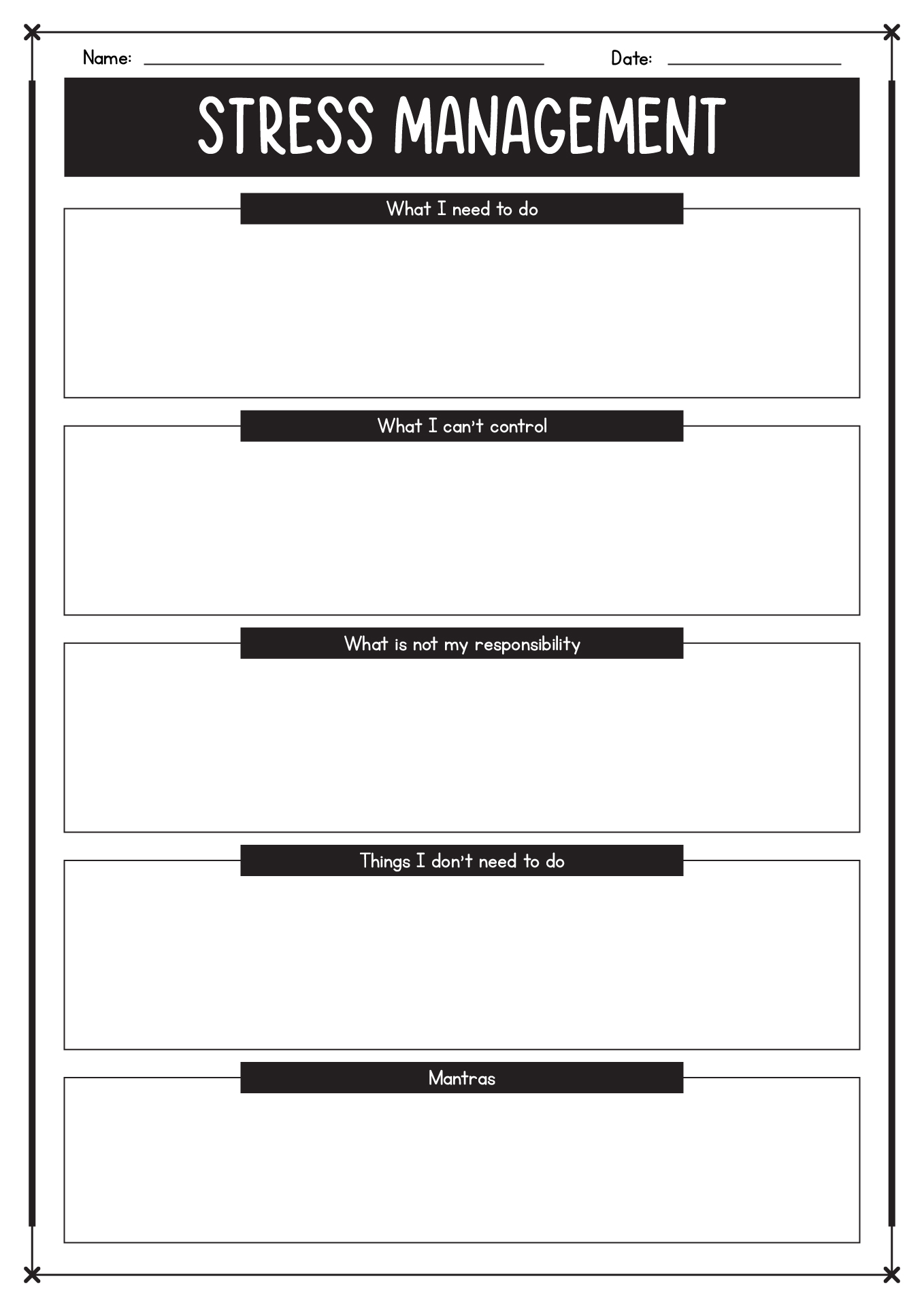 Coping with Stress Worksheets Printable