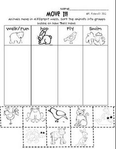 Free Cut and Paste Animal Worksheets