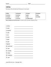 Free Printable French Worksheets