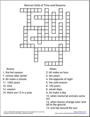 German Crossword Puzzles Printable