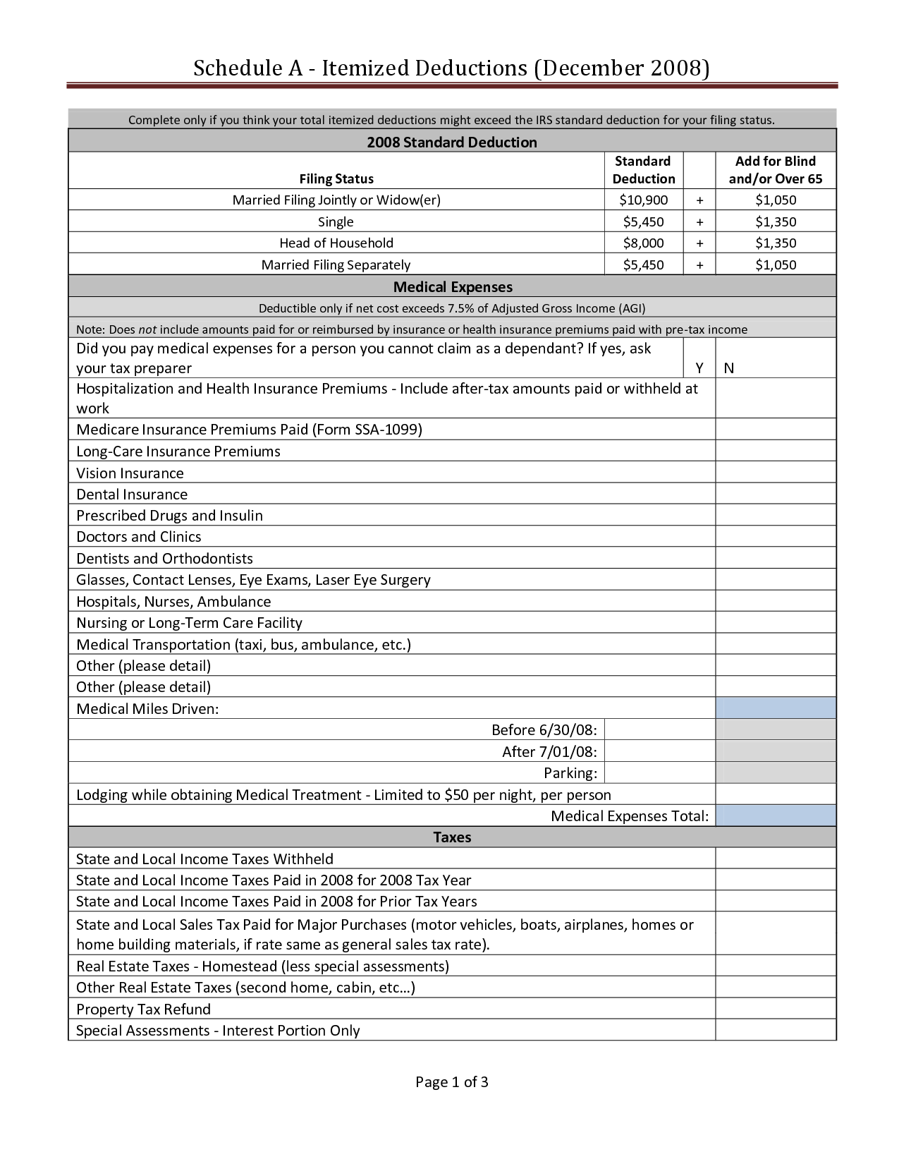 5 Itemized Tax Deduction Worksheet Worksheeto