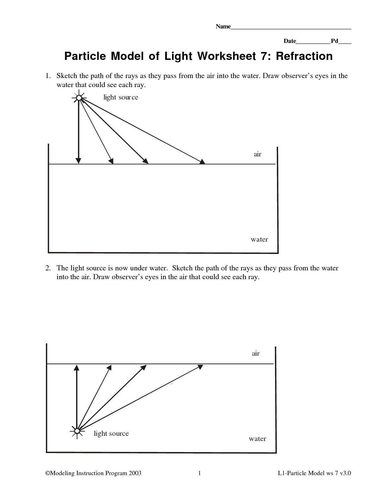 16 Refraction Of Light Worksheet Worksheeto