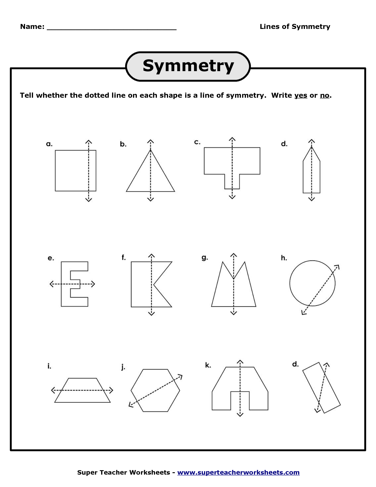 Line Symmetry Worksheets