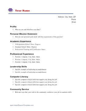 Personal Mission Statement Resume