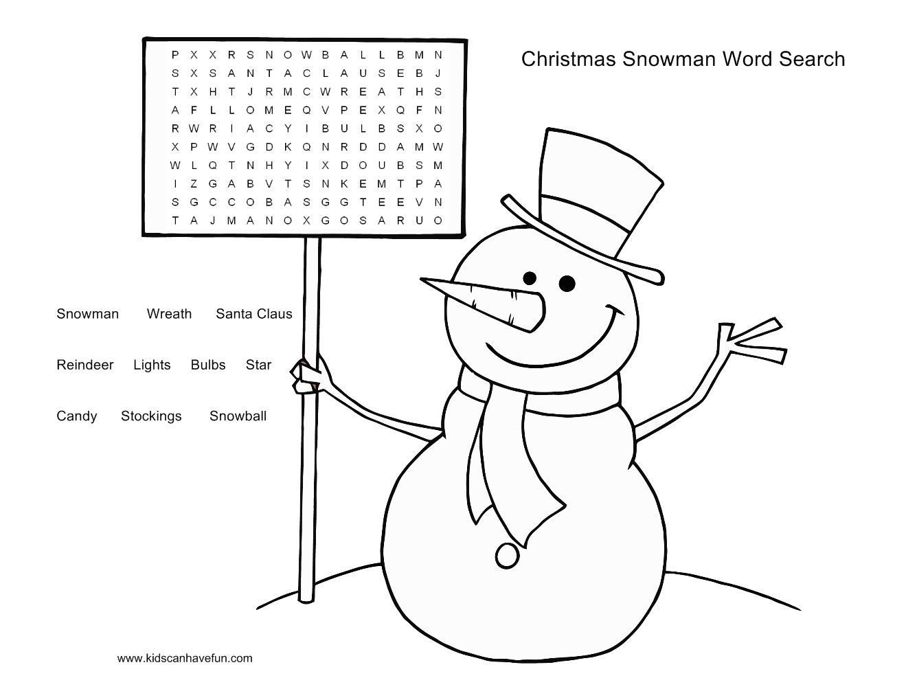 Printable Christmas Word Search Puzzles for Kids