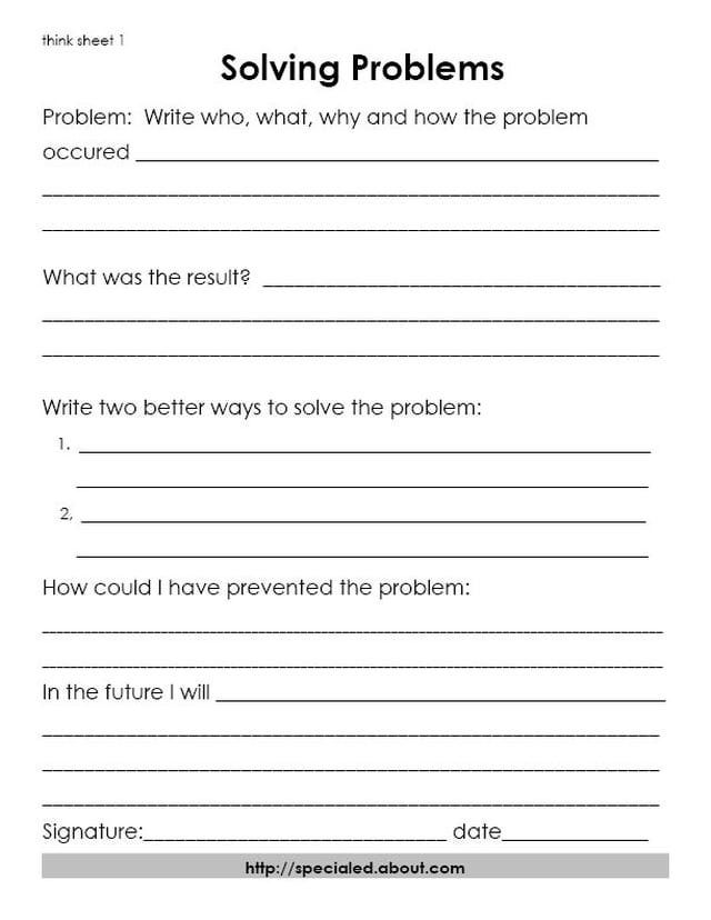 problem solving scenario worksheet