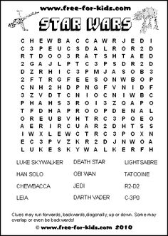 Star Wars Word Search Printable