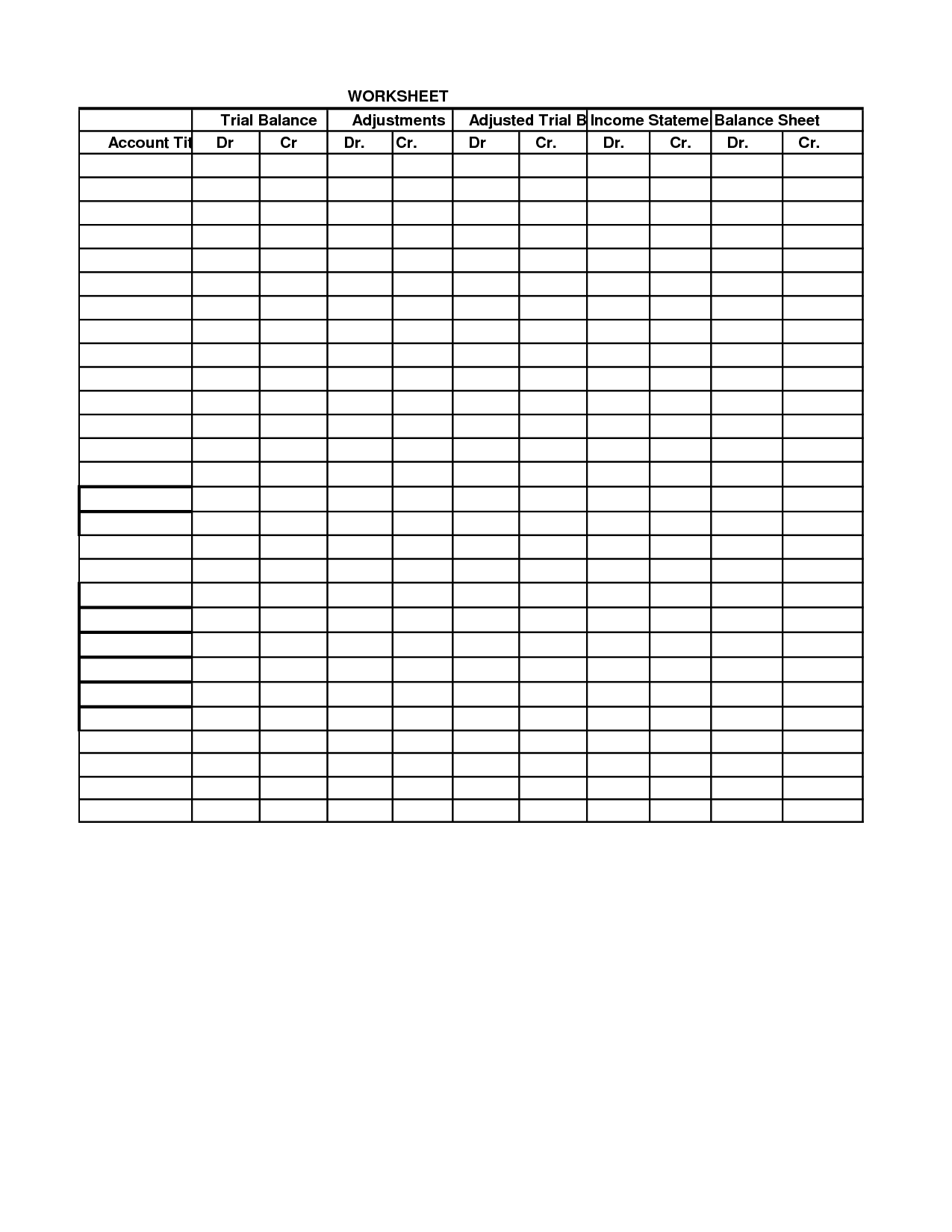 Blank Accounting Balance Sheet Worksheets