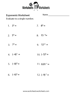 Exponents Worksheets 6th-Grade