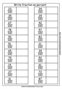 Fraction Decimal Percent Worksheet