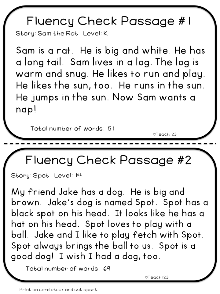 Free 2nd Grade Reading Fluency Passages