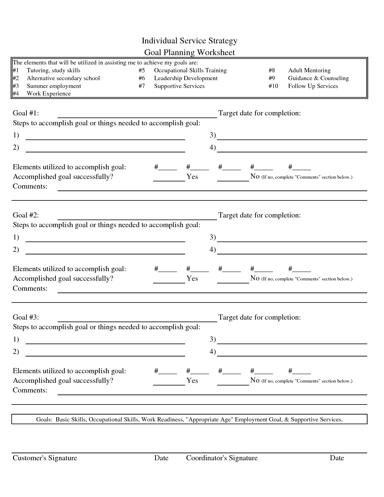 Goal Planning Worksheet