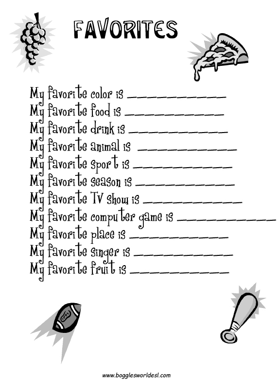 12 Student Favorites Worksheet Worksheeto