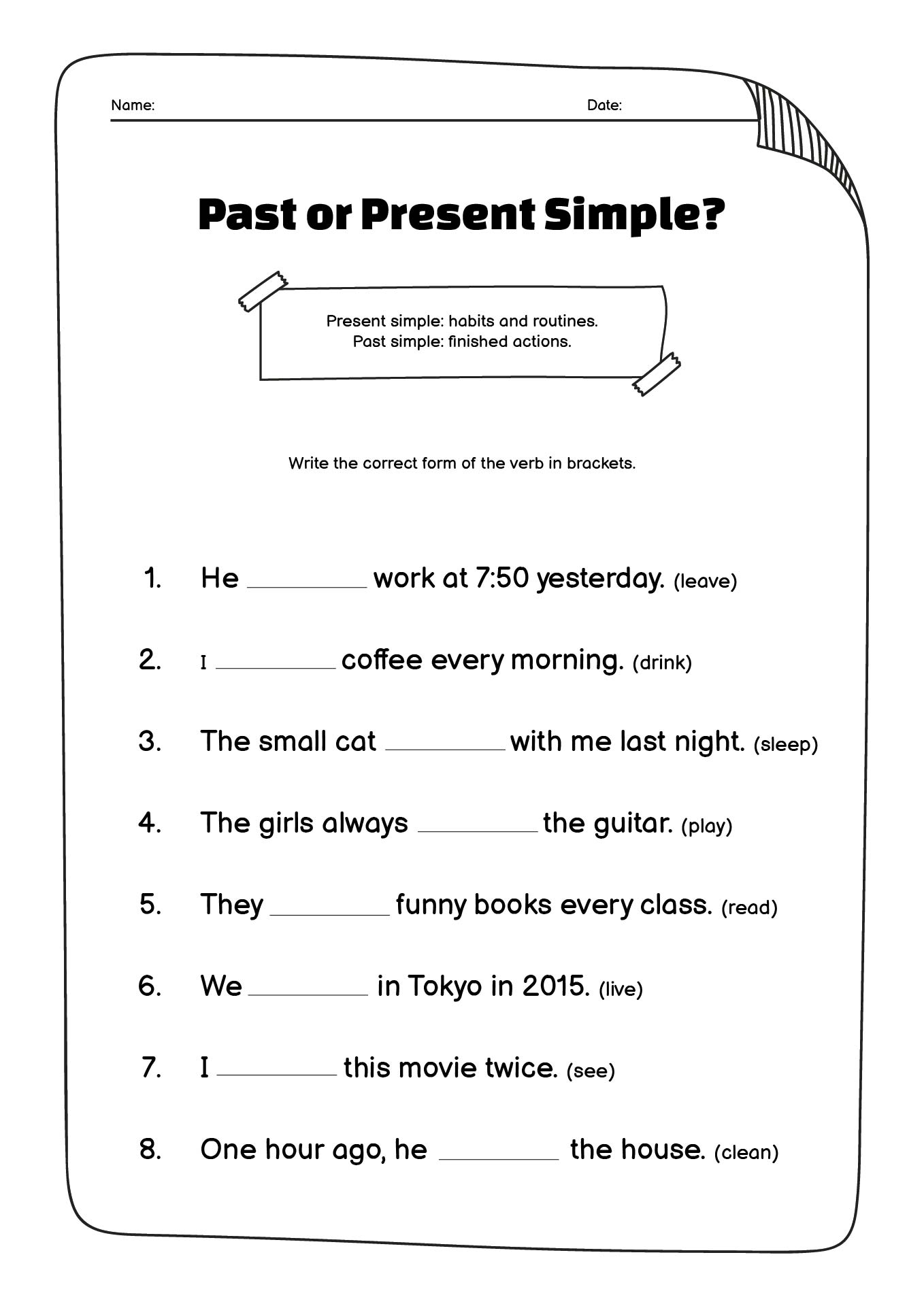 Simple Past and Present Worksheets