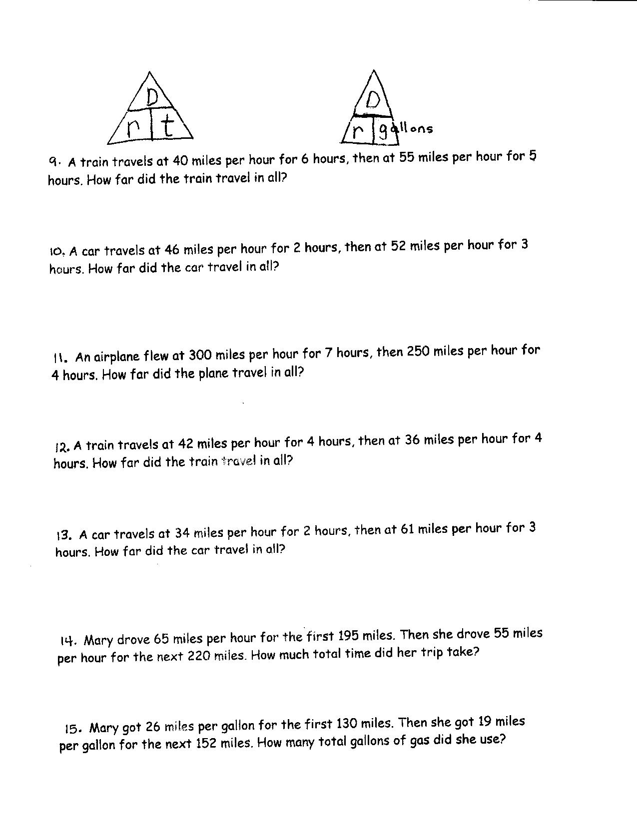 Speed Distance Time Worksheet and Answers