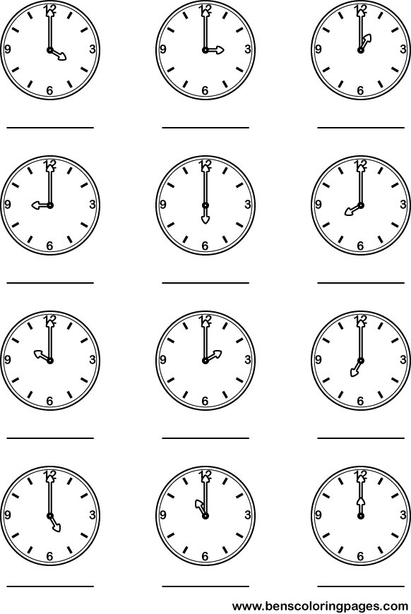 Time Clock Coloring Pages