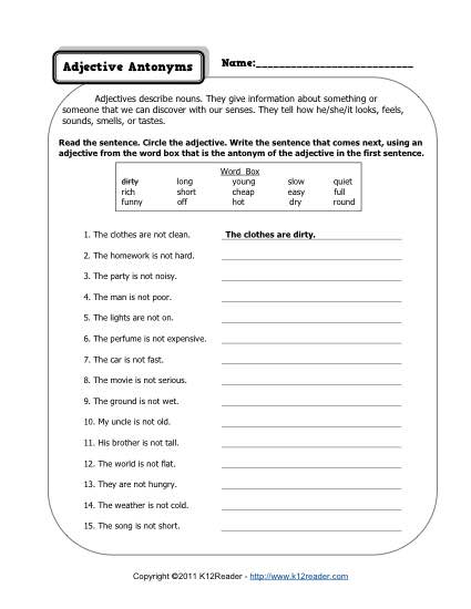 2nd Grade Adjective Worksheets