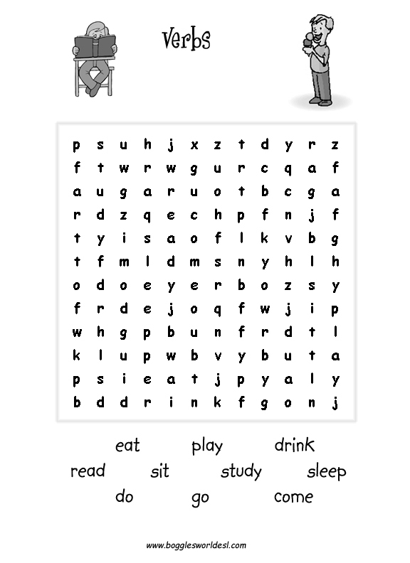 Action Verb Word Search