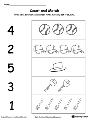 Count and Match Numbers Worksheet