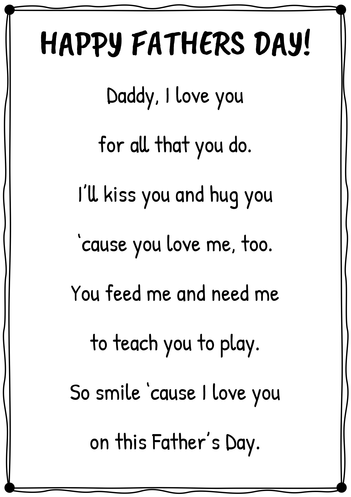 Fathers Day Poems From Kids