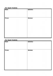 Four Square Vocabulary Template Printable