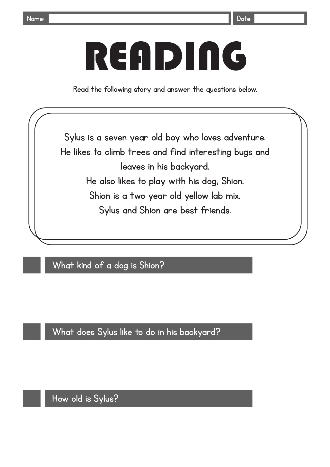 Free Printable 1st Grade Reading Worksheets